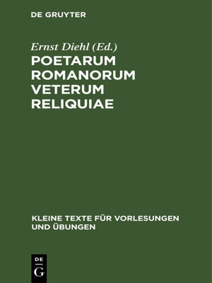 cover image of Poetarum Romanorum veterum reliquiae